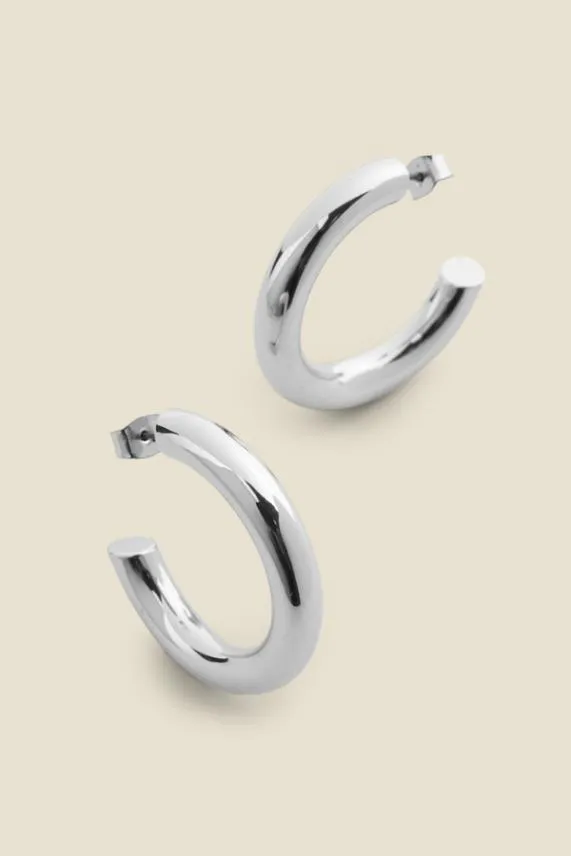 Sosandar Silver Plated Chunky Hoop Earrings Silver Women Jewellery
