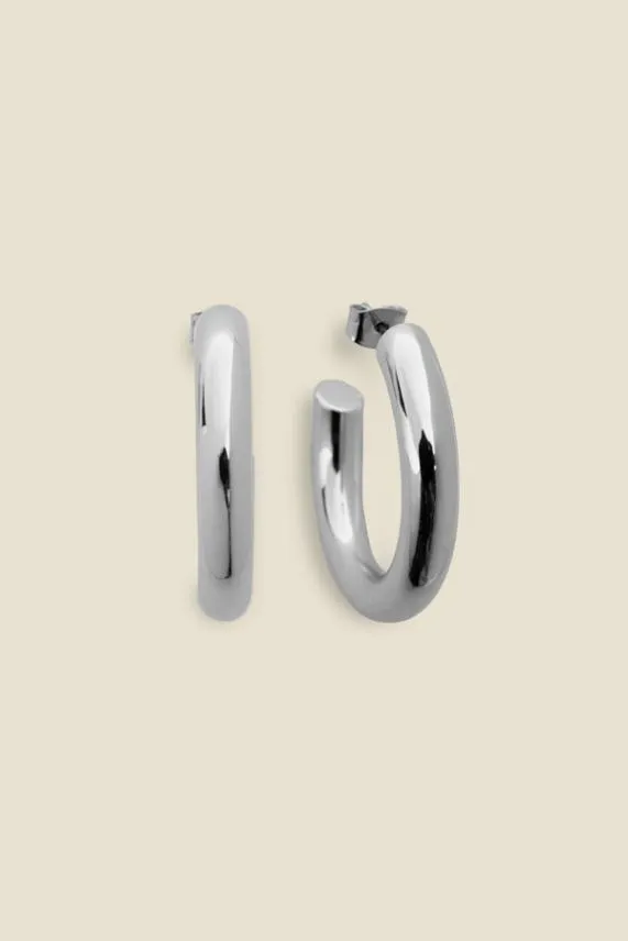 Sosandar Silver Plated Chunky Hoop Earrings Silver Women Jewellery
