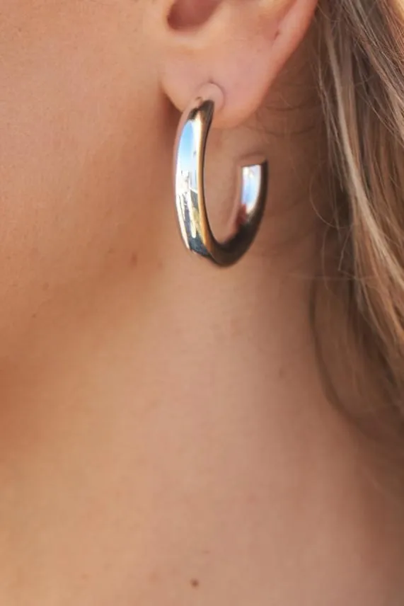 Sosandar Silver Plated Chunky Hoop Earrings Silver Women Jewellery