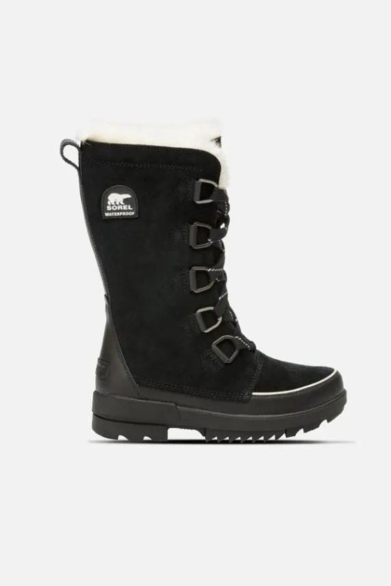 Sosandar Sorel Black Fleece Lined Lace Up Mid Hiker Boot Black Women Boots