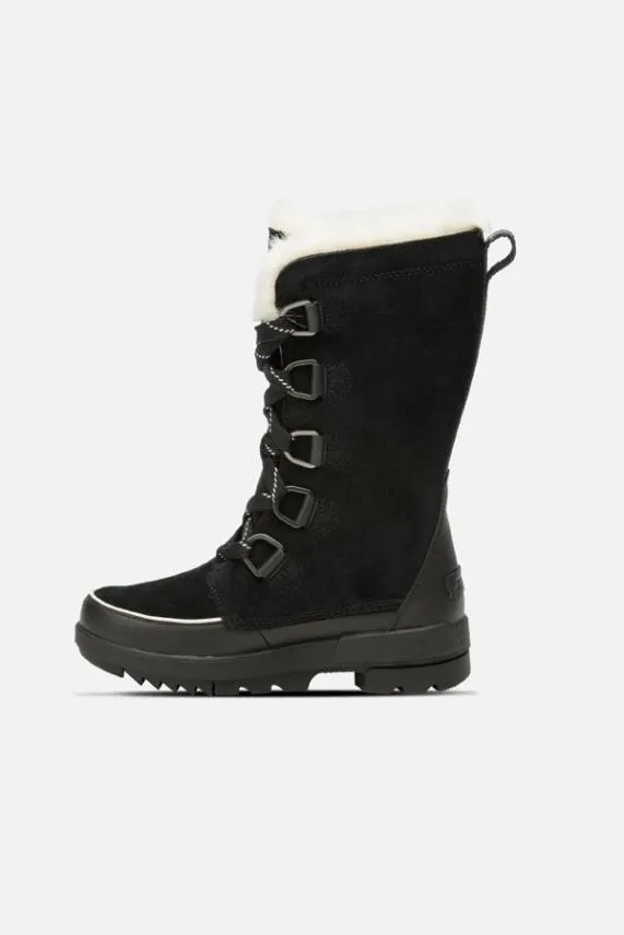 Sosandar Sorel Black Fleece Lined Lace Up Mid Hiker Boot Black Women Boots