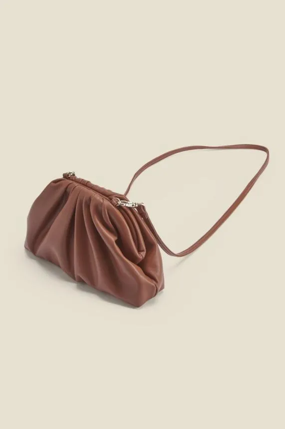 Sosandar Tan Faux Leather Pouch Bag Tan Women Bags and Belts