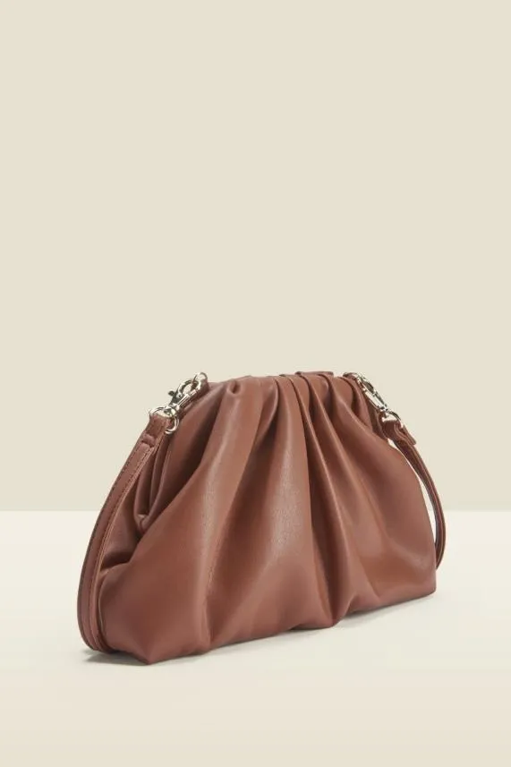 Sosandar Tan Faux Leather Pouch Bag Tan Women Bags and Belts