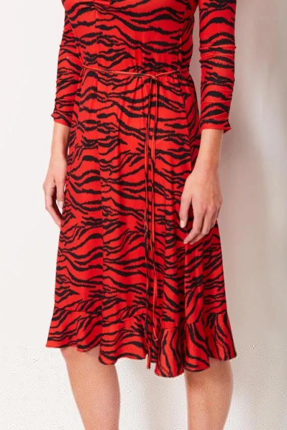 Sosandar Tiger Print Slinky Midi Dress Women Dresses