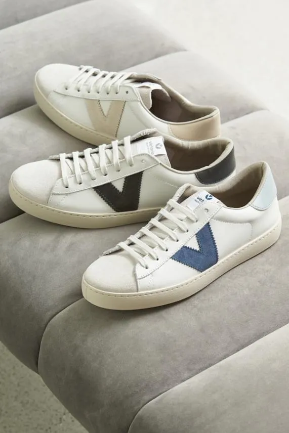 Sosandar Victoria Azul Blue V Detail Leather Trainers Blue Women Trainers 8211 Superga and Victoria