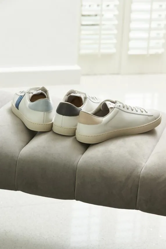 Sosandar Victoria Azul Blue V Detail Leather Trainers Blue Women Trainers 8211 Superga and Victoria