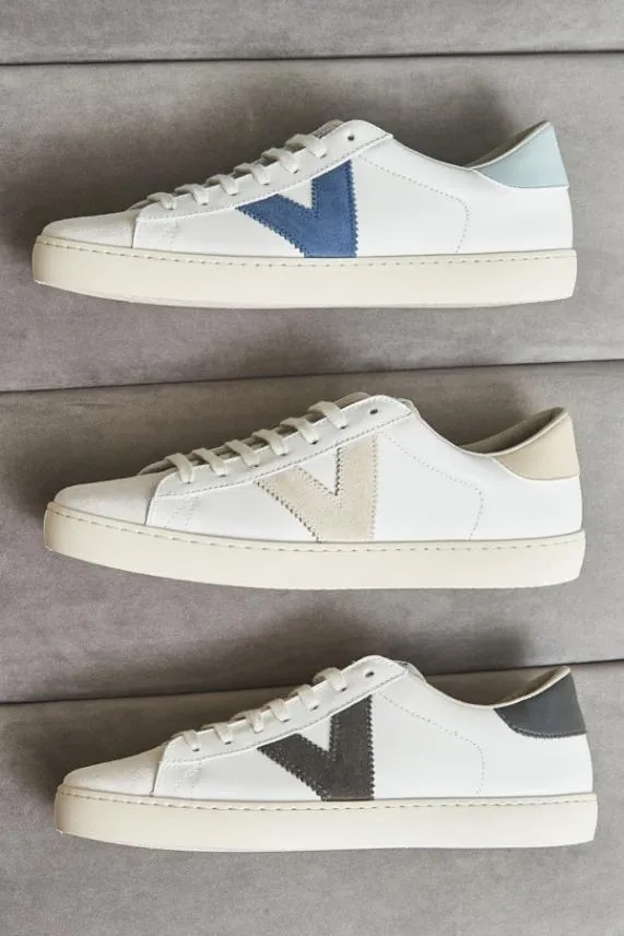 Sosandar Victoria Azul Blue V Detail Leather Trainers Blue Women Trainers 8211 Superga and Victoria