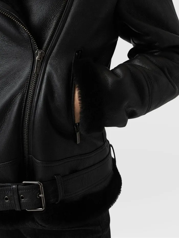 Spitfire Shearling Jacket 8211 Black Black Women Saint And Sofia Coats and Jackets