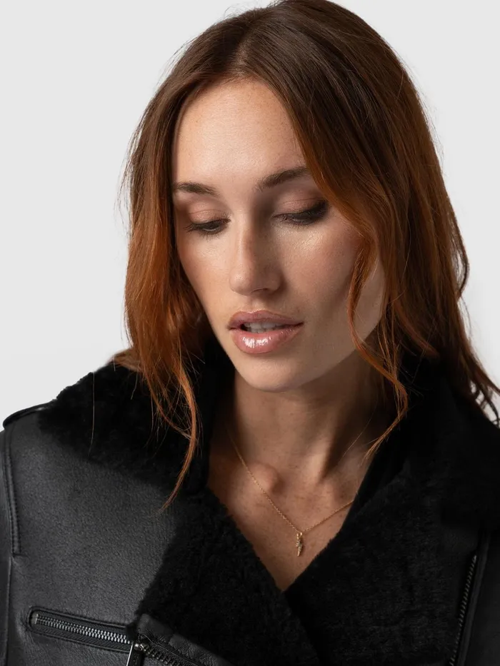 Spitfire Shearling Jacket 8211 Black Black Women Saint And Sofia Coats and Jackets