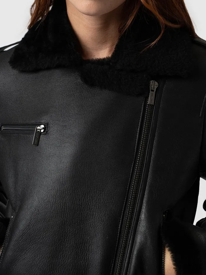 Spitfire Shearling Jacket 8211 Black Black Women Saint And Sofia Coats and Jackets