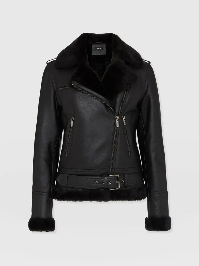 Spitfire Shearling Jacket 8211 Black Black Women Saint And Sofia Coats and Jackets
