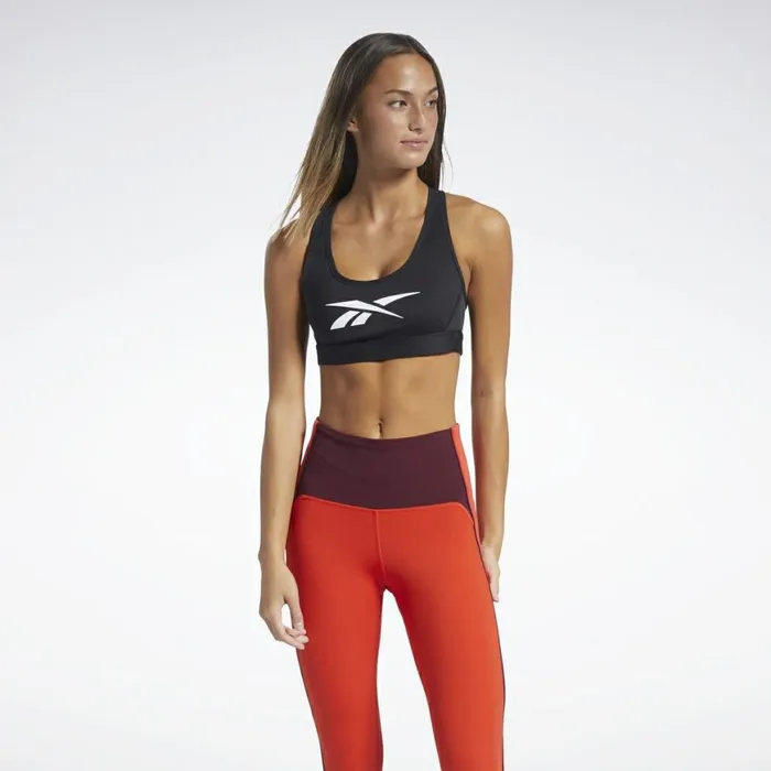 Sports Bras Womens Reebok Lux Racer MediumImpact Sports Bra Black