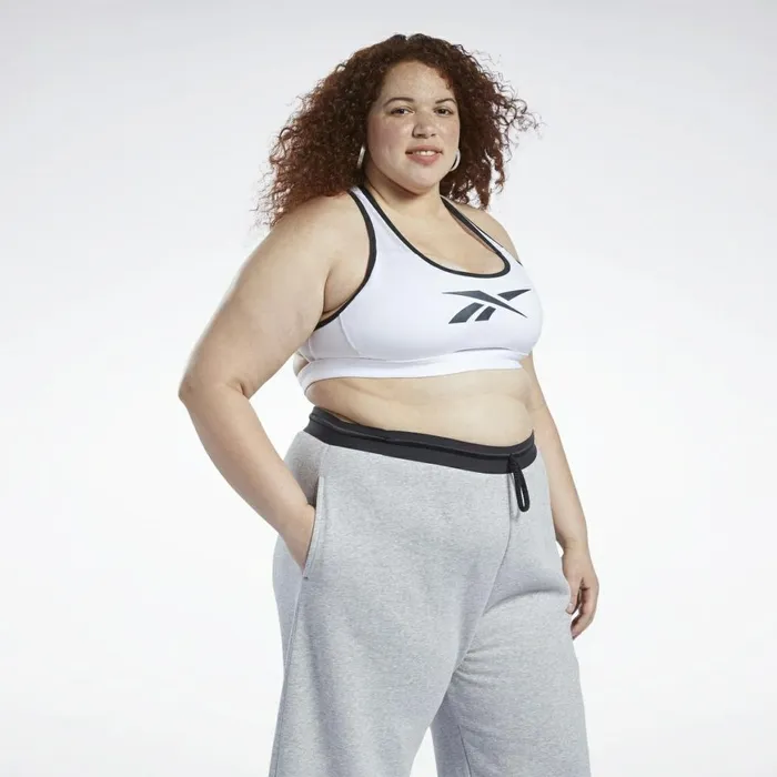 Sports Bras Womens Reebok Lux Racer MediumImpact Sports Bra Plus Size White