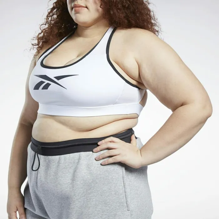 Sports Bras Womens Reebok Lux Racer MediumImpact Sports Bra Plus Size White