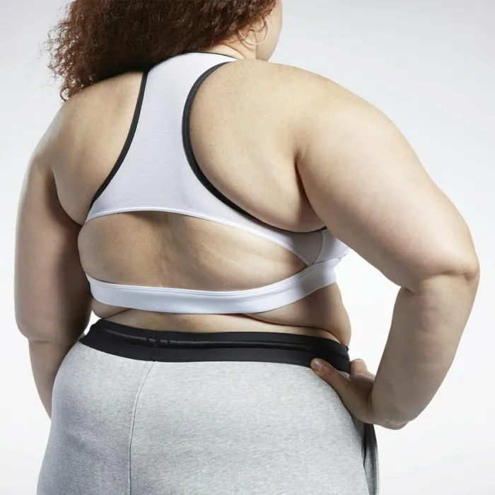 Sports Bras Womens Reebok Lux Racer MediumImpact Sports Bra Plus Size White