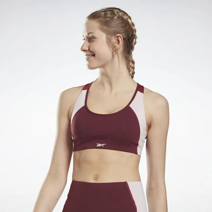 Sports Bras Womens Reebok Lux Racer Padded Colorblock Sports Bra Maroon