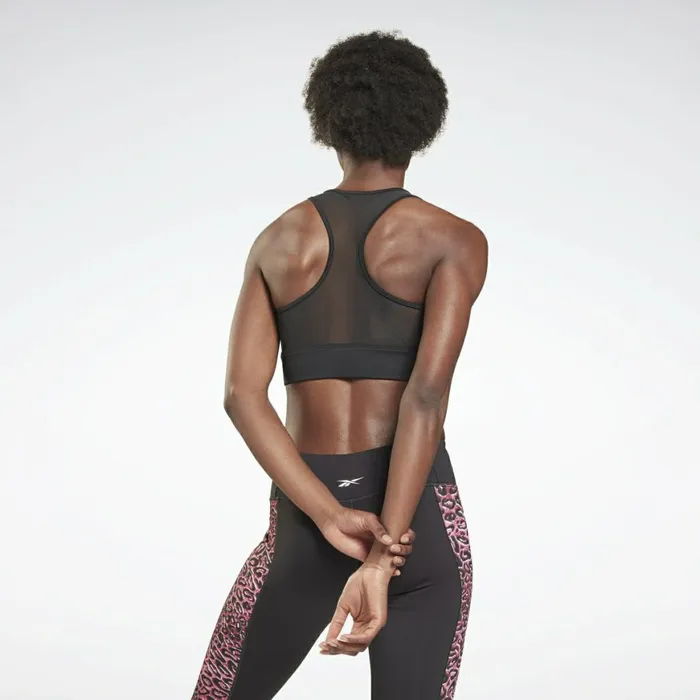 Sports Bras Womens Reebok Modern Safari HighNeck Sports Bra Black