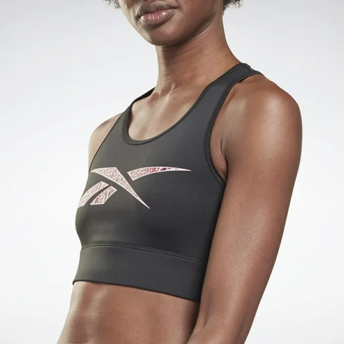 Sports Bras Womens Reebok Modern Safari HighNeck Sports Bra Black