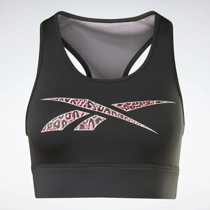 Sports Bras Womens Reebok Modern Safari HighNeck Sports Bra Black
