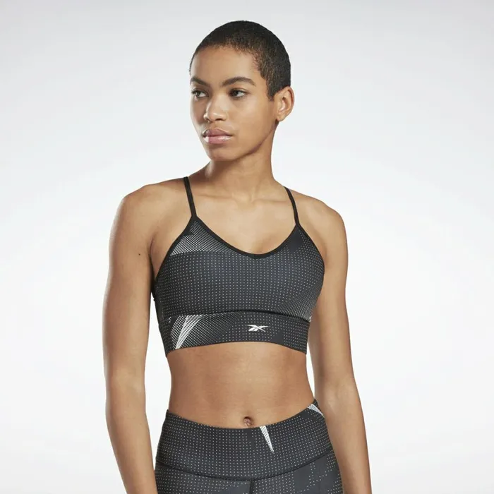 Sports Bras Womens Reebok MYT Printed Sports Bra Black