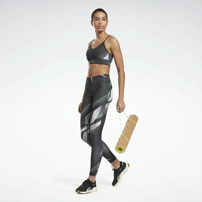 Sports Bras Womens Reebok MYT Printed Sports Bra Black