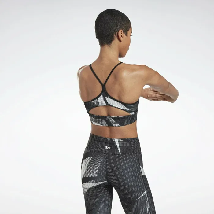 Sports Bras Womens Reebok MYT Printed Sports Bra Black