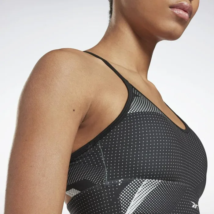 Sports Bras Womens Reebok MYT Printed Sports Bra Black