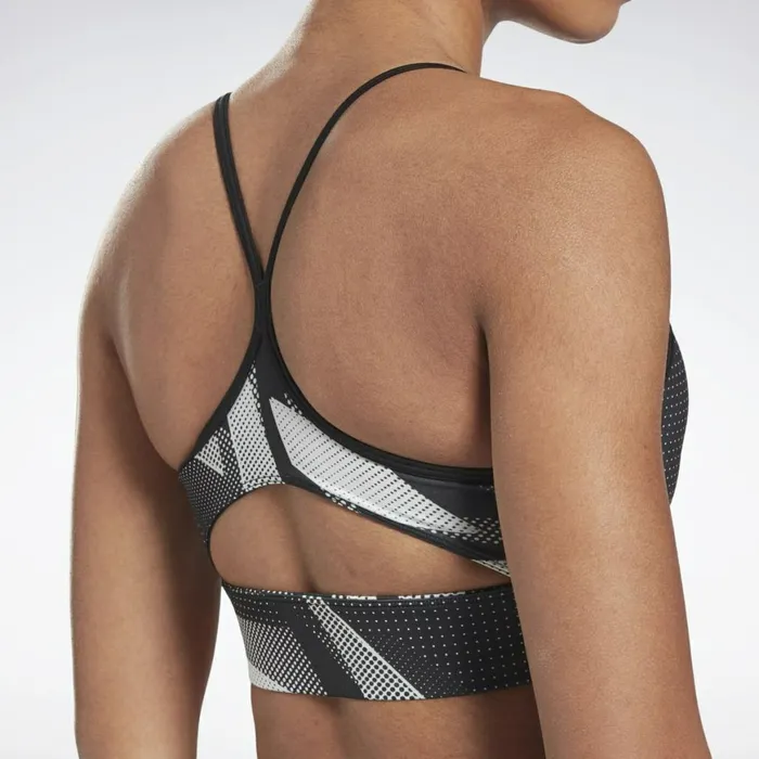 Sports Bras Womens Reebok MYT Printed Sports Bra Black
