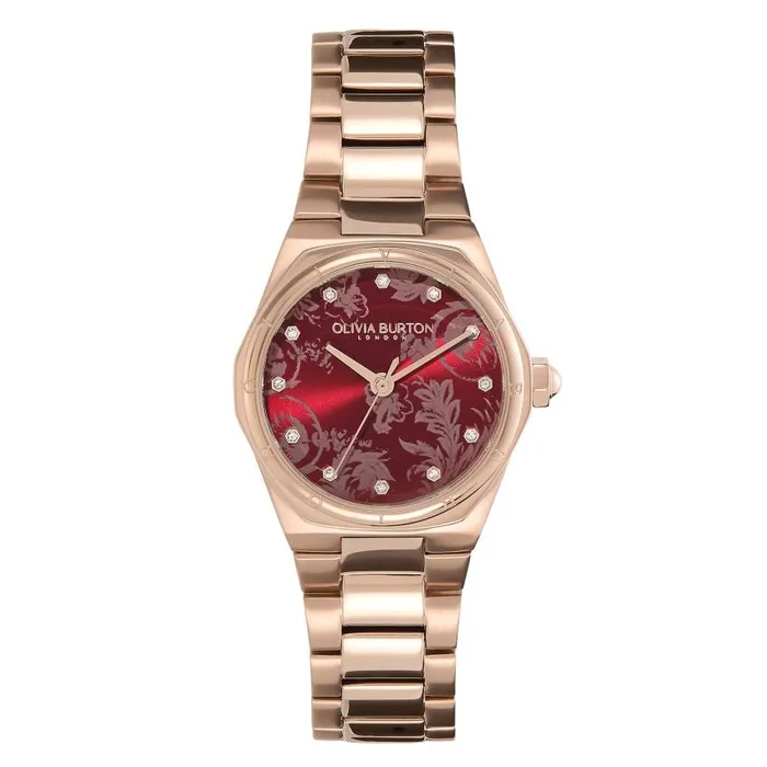 Sports Luxe Watches Women Olivia Burton 28mm Mini Hexa Cranberry and Carnation Gold Bracelet Watch Sports Luxe Watches Women Olivia Burton 28mm Mini Hexa Cranberry and Carnation Gold Bracelet Watch
