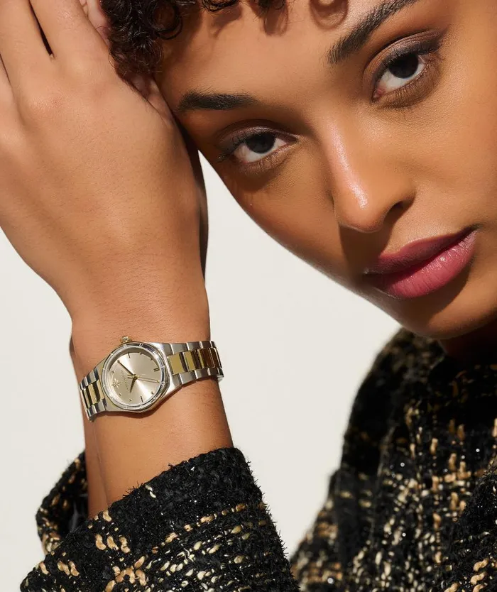 Sports Luxe Watches Women Olivia Burton 28mm Mini Hexa Neo Gold and Two Tone Bracelet Watch