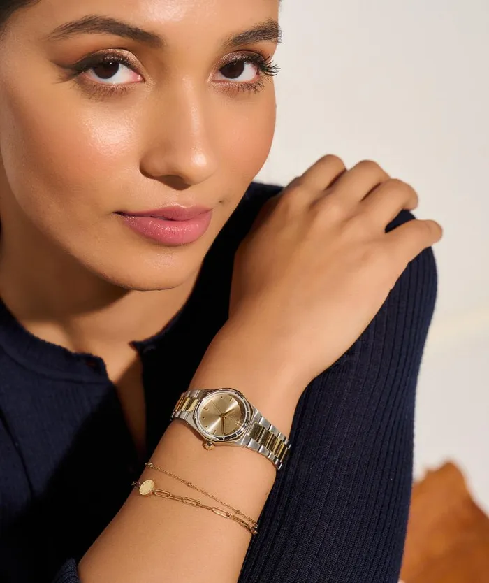 Sports Luxe Watches Women Olivia Burton 28mm Mini Hexa Neo Gold and Two Tone Bracelet Watch