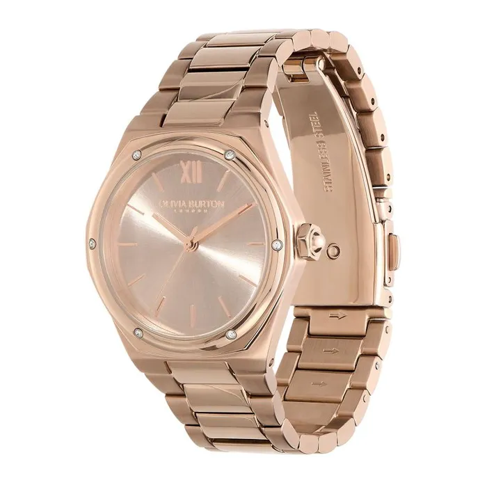 Sports Luxe Watches Women Olivia Burton 33mm Hexa Blush and Carnation Gold Bracelet Watch