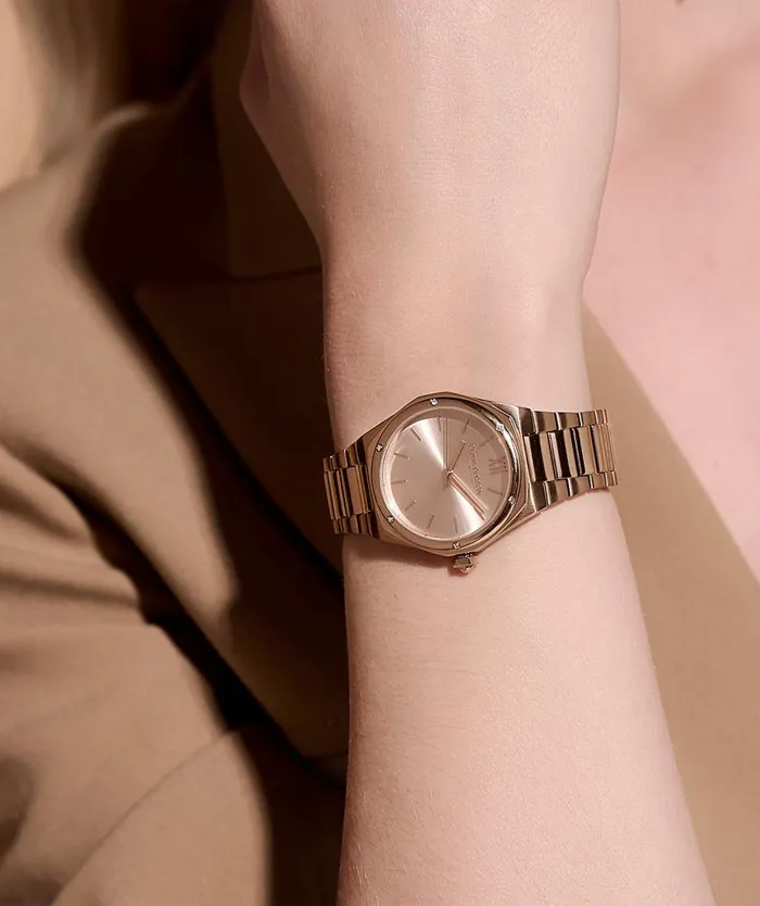Sports Luxe Watches Women Olivia Burton 33mm Hexa Blush and Carnation Gold Bracelet Watch