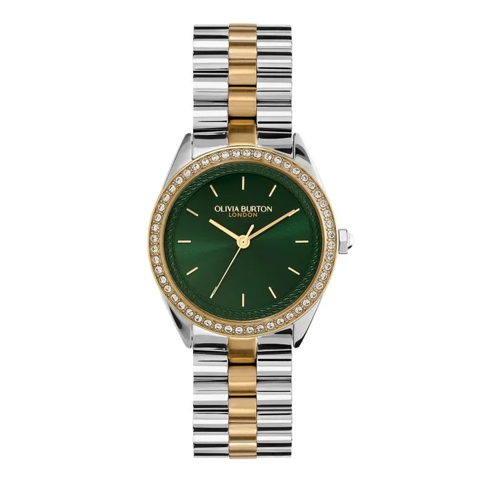 Sports Luxe Watches Women Olivia Burton 34mm Bejewelled Forest Green and Two Tone Bracelet Watch Sports Luxe Watches Women Olivia Burton 34mm Bejewelled Forest Green and Two Tone Bracelet Watch