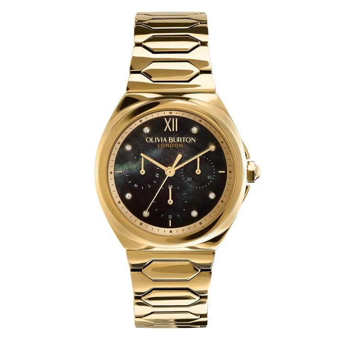 Sports Luxe Watches Women Olivia Burton 36mm Lustre MultiFunction Black and Gold Bracelet Watch Sports Luxe Watches Women Olivia Burton 36mm Lustre MultiFunction Black and Gold Bracelet Watch