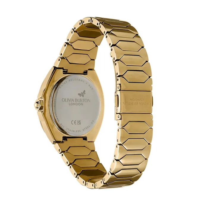 Sports Luxe Watches Women Olivia Burton 36mm Lustre MultiFunction Black and Gold Bracelet Watch