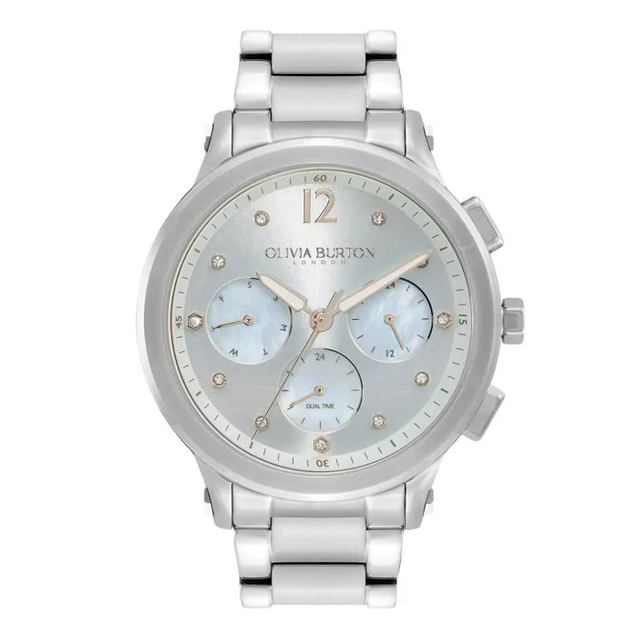 Sports Luxe Watches Women Olivia Burton 38mm MultiFunction Blue and Silver Bracelet Watch Sports Luxe Watches Women Olivia Burton 38mm MultiFunction Blue and Silver Bracelet Watch