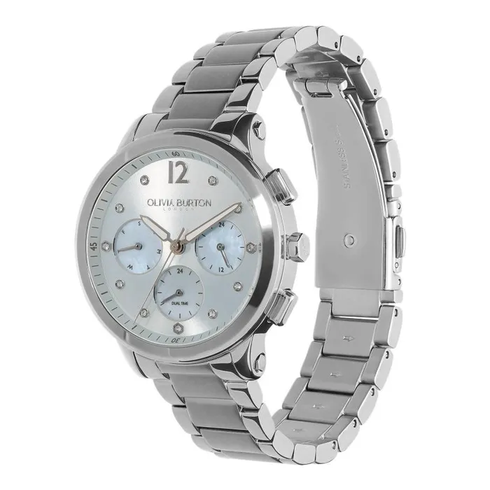Sports Luxe Watches Women Olivia Burton 38mm MultiFunction Blue and Silver Bracelet Watch