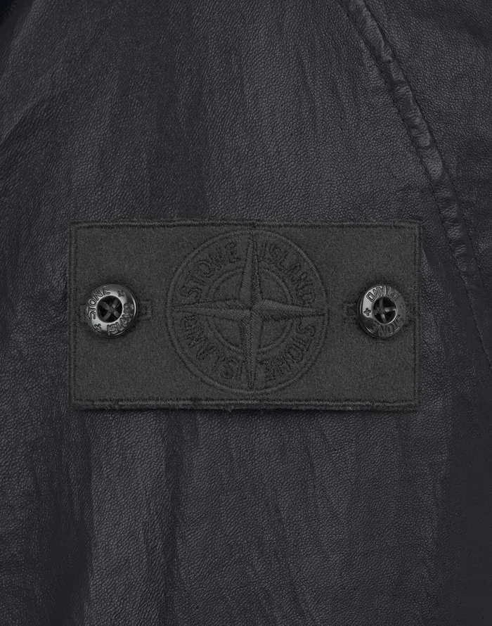 Stone Island Coats 038 Jackets 002F3 Featherweight Leather With Stretch Wool Nylon Down Ghost Piece Blouson In Black 8211 Mens