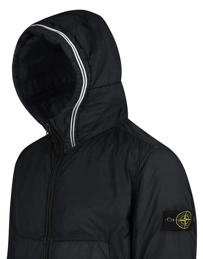 Stone Island Coats 038 Jackets 40423 Garment Dyed Crinkle Reps Ny With PrimaloftTc Hooded Blouson In Charcoal 8211 Mens