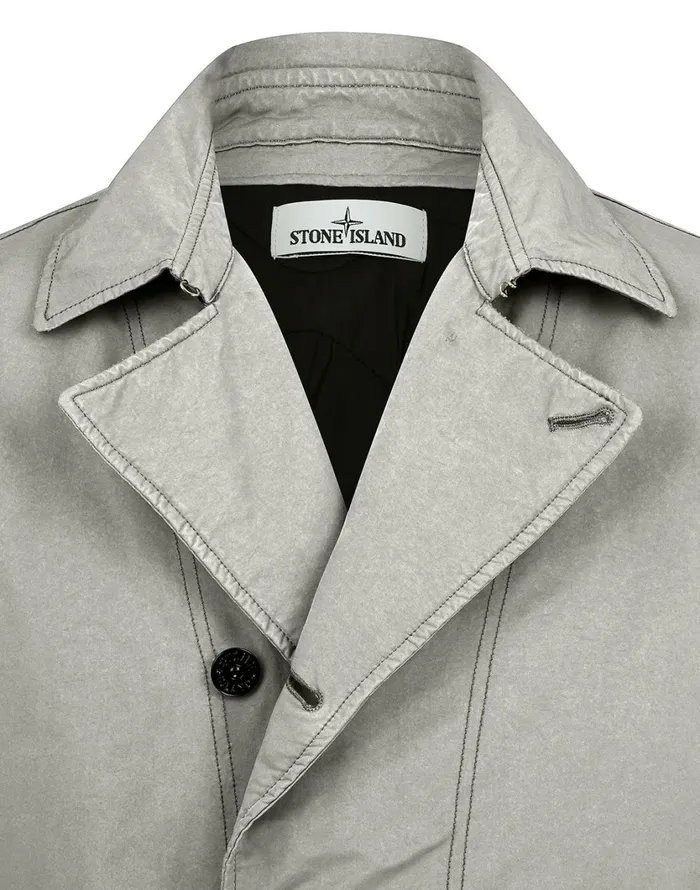 Stone Island Coats 038 Jackets 42149 DavidTc With Primaloft Insulation Technology Short Trench Coat In Dove Grey 8211 Mens