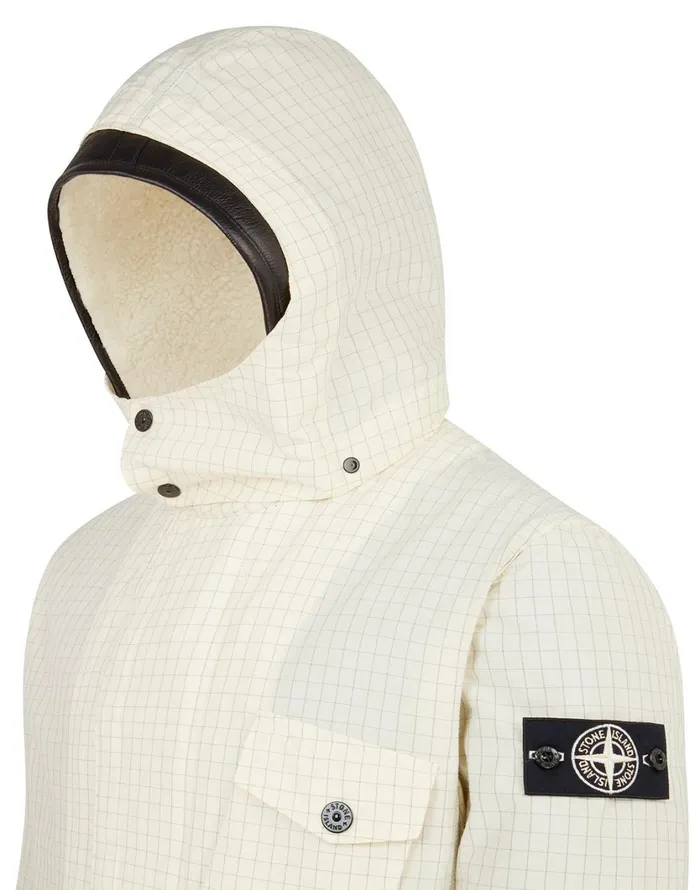 Stone Island Coats 038 Jackets 43499 Reflective Ripstop Chin With Detachable Lining Jacket In Butter 8211 Mens