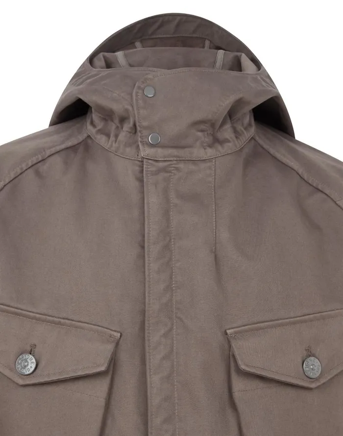 Stone Island Coats 038 Jackets 441F1 Raso Gommato Double Ghost Piece Hooded Jacket In Smoky Grey 8211 Mens