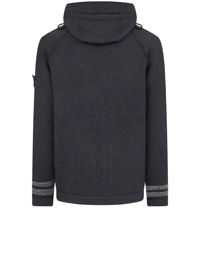 Stone Island Coats 038 Jackets 565A6 Felted Pure Wool Detachable Lining Hooded Jacket In Black 8211 Mens