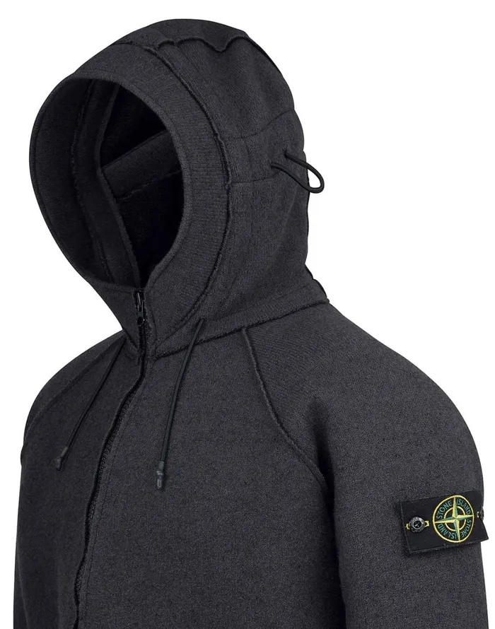 Stone Island Coats 038 Jackets 565A6 Felted Pure Wool Detachable Lining Hooded Jacket In Black 8211 Mens