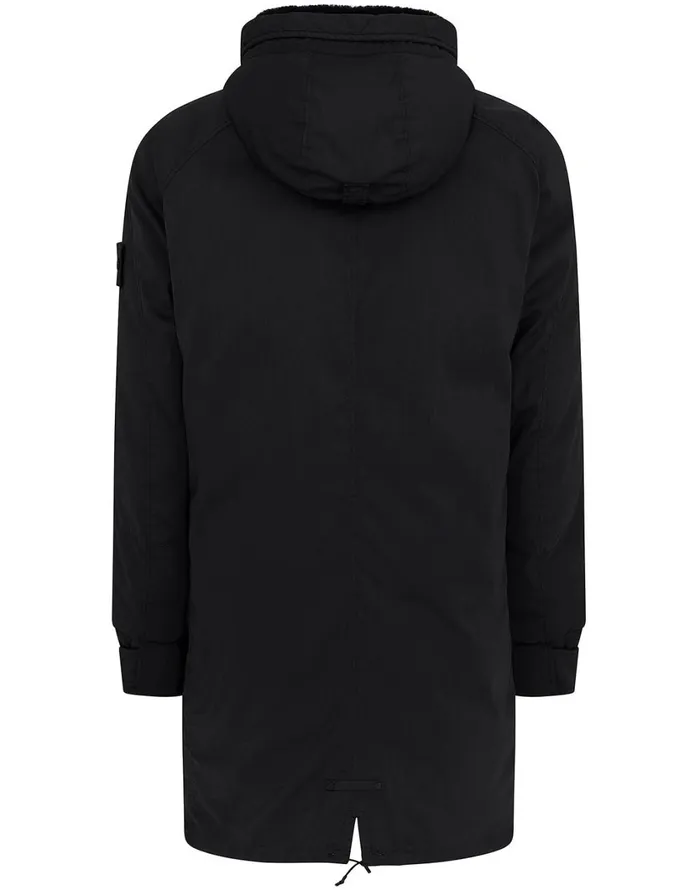 Stone Island Coats 038 Jackets 716F2 Stretch Wool NylonTc Down Ghost Piece Fishtail Parka In Black 8211 Mens
