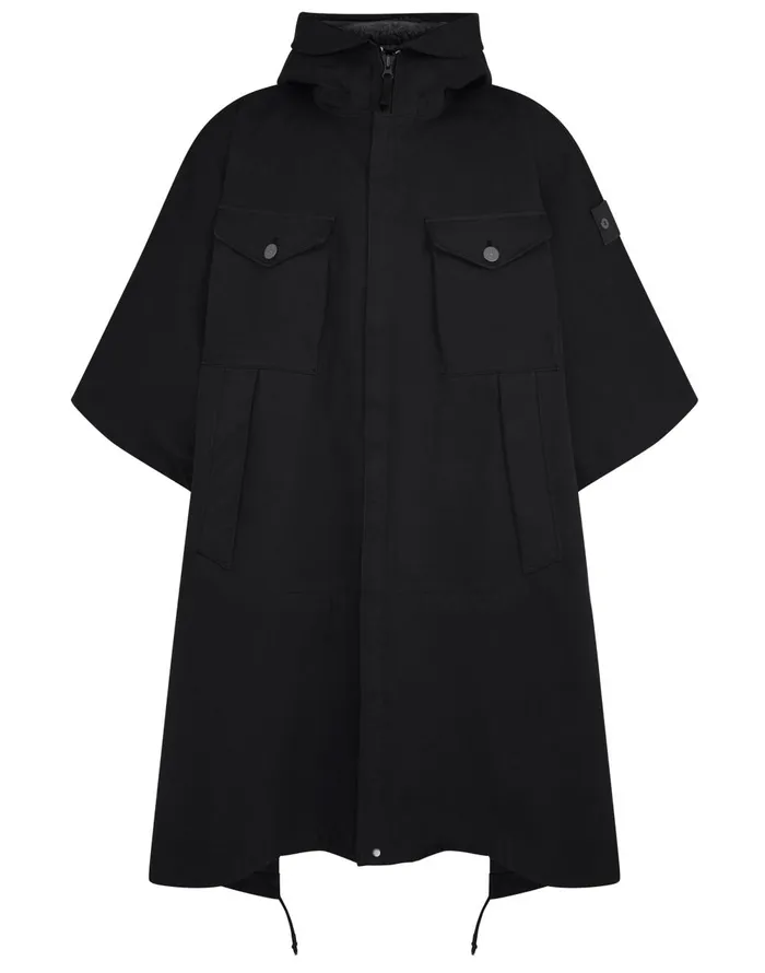 Stone Island Coats 038 Jackets 717F1 Raso Gommato Double Ghost Piece Hooded Cape In Black 8211 Mens Stone Island Coats 038 Jackets 717F1 Raso Gommato Double Ghost Piece Hooded Cape In Black 8211 Mens