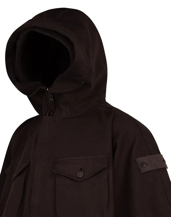 Stone Island Coats 038 Jackets 717F1 Raso Gommato Double Ghost Piece Hooded Cape In Dark Brown 8211 Mens