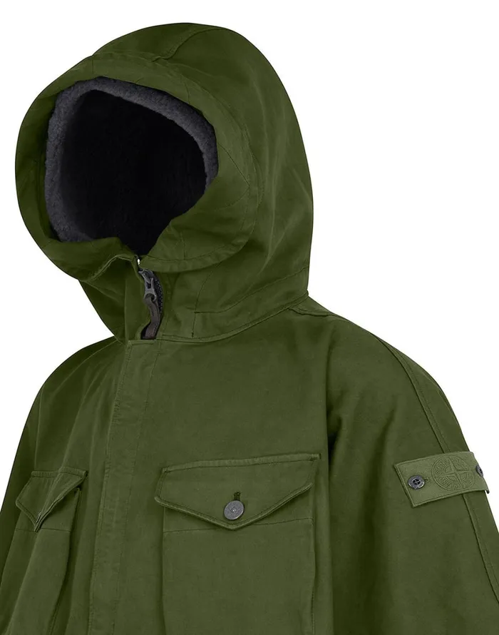 Stone Island Coats 038 Jackets 717F1 Raso Gommato Double Ghost Piece Hooded Cape In Khaki 8211 Mens