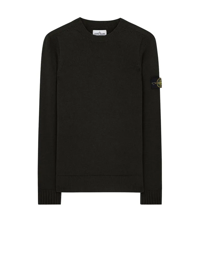 Stone Island Knitwear 505A3 Lambswool Crewneck Knit In Dark Forest 8211 Mens